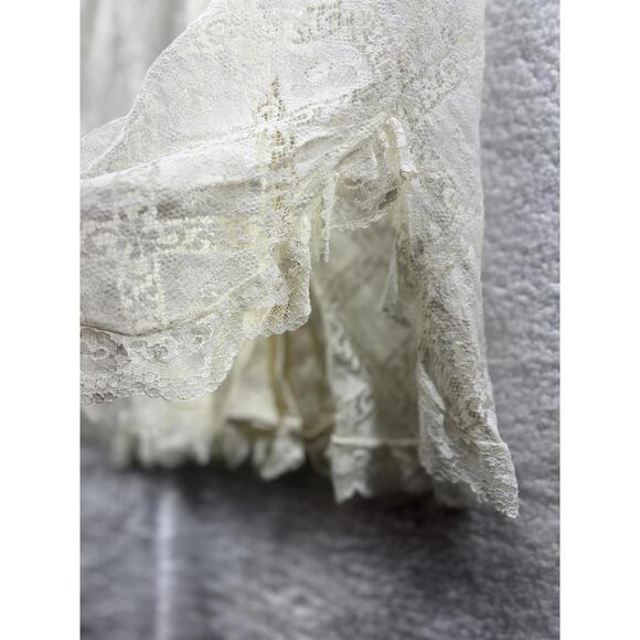 Cream Lace Button Up Long Sleeve Blouse Womens Bohemian Cottage - Picture 5 of 5